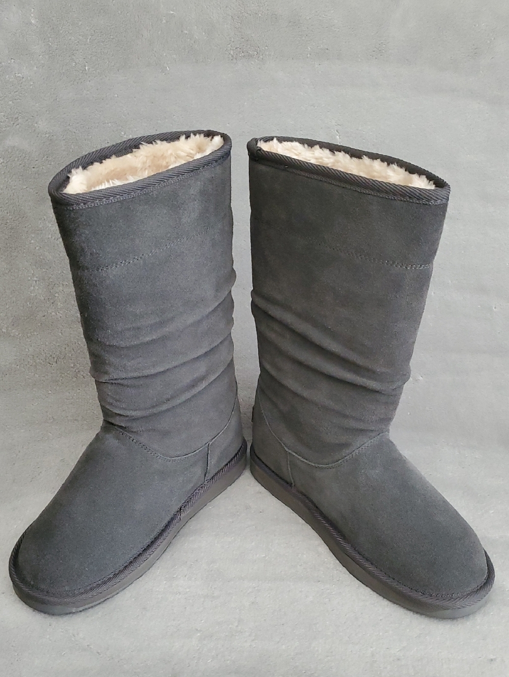 🆕️ ALDO Suede Charcoal Gray Faux Fur Lined Mid-Calf Boots EUROPEAN SIZE: 37